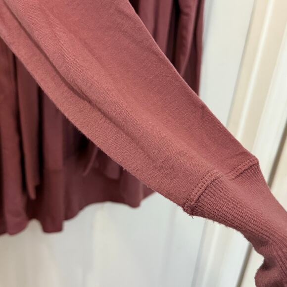 Athleta Pranayama Wrap Long Line Cardigan Medium Tawny Rose Mauve Lounge Cozy - Picture 12 of 13